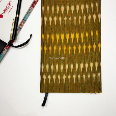 Mehndi Green Handmade Ikat Woven Cotton Fabric Cover Diary