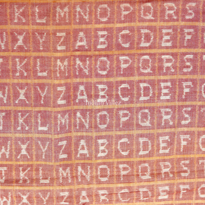 English Alphabet With Geometric symbols Sambalpuri Cotton Fabric