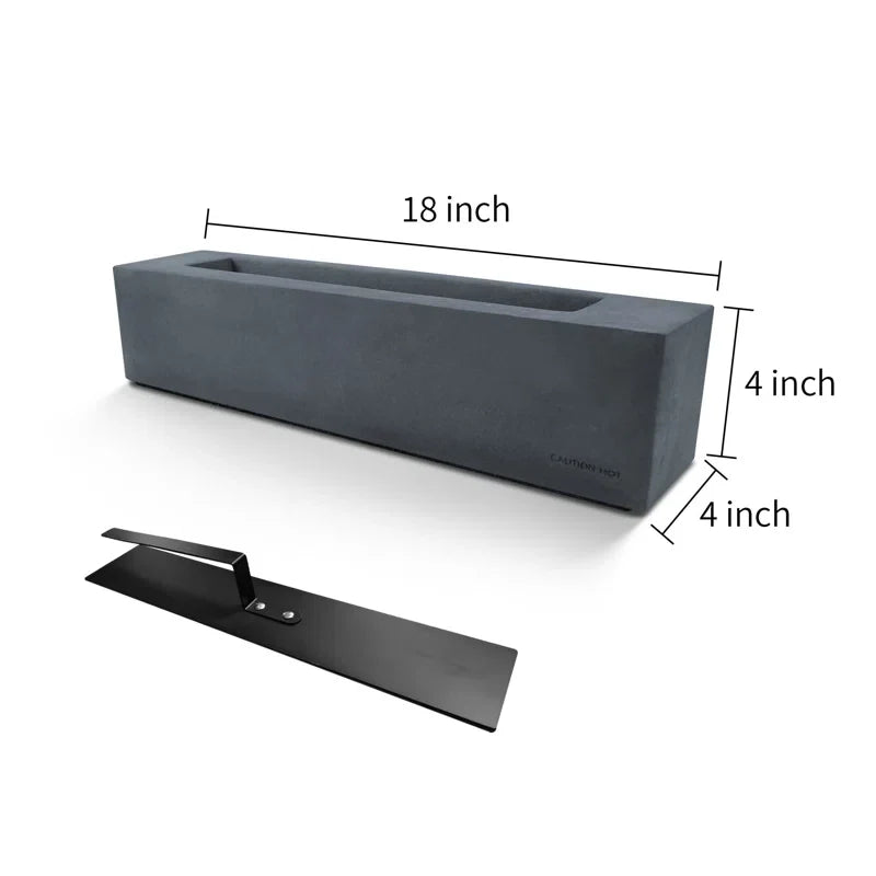 Rectangular Concrete Bio-Ethanol Tabletop Fireplace Indoor and Outdoor