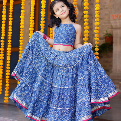 Moana Handblock Cotton Lehenga Set