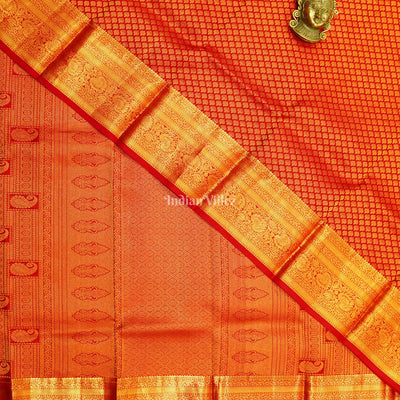 Red With Golden Border Pure Kanjivaram Silk Saree