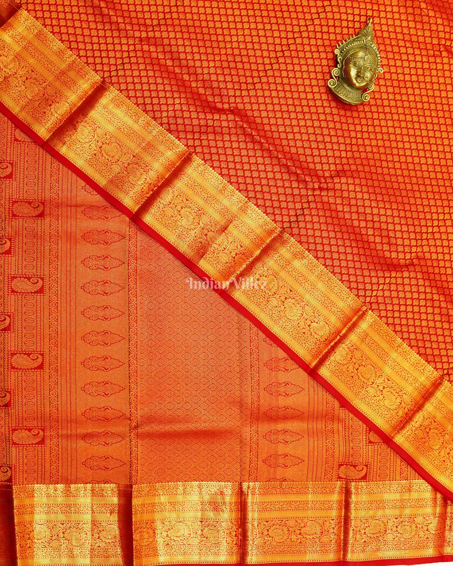 Red With Golden Border Pure Kanjivaram Silk Saree