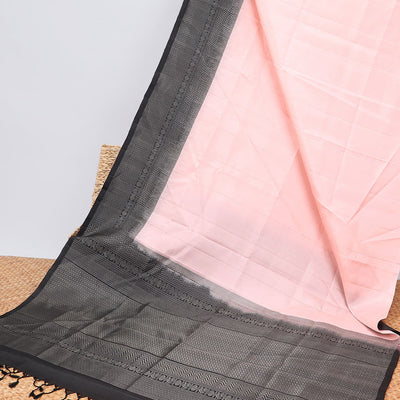 Pink Mayur soft silk saree with contrast zari design border & argyle pattern pallu