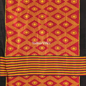Red Yellow Contemporary Odisha Ikat Tarabali Silk Saree