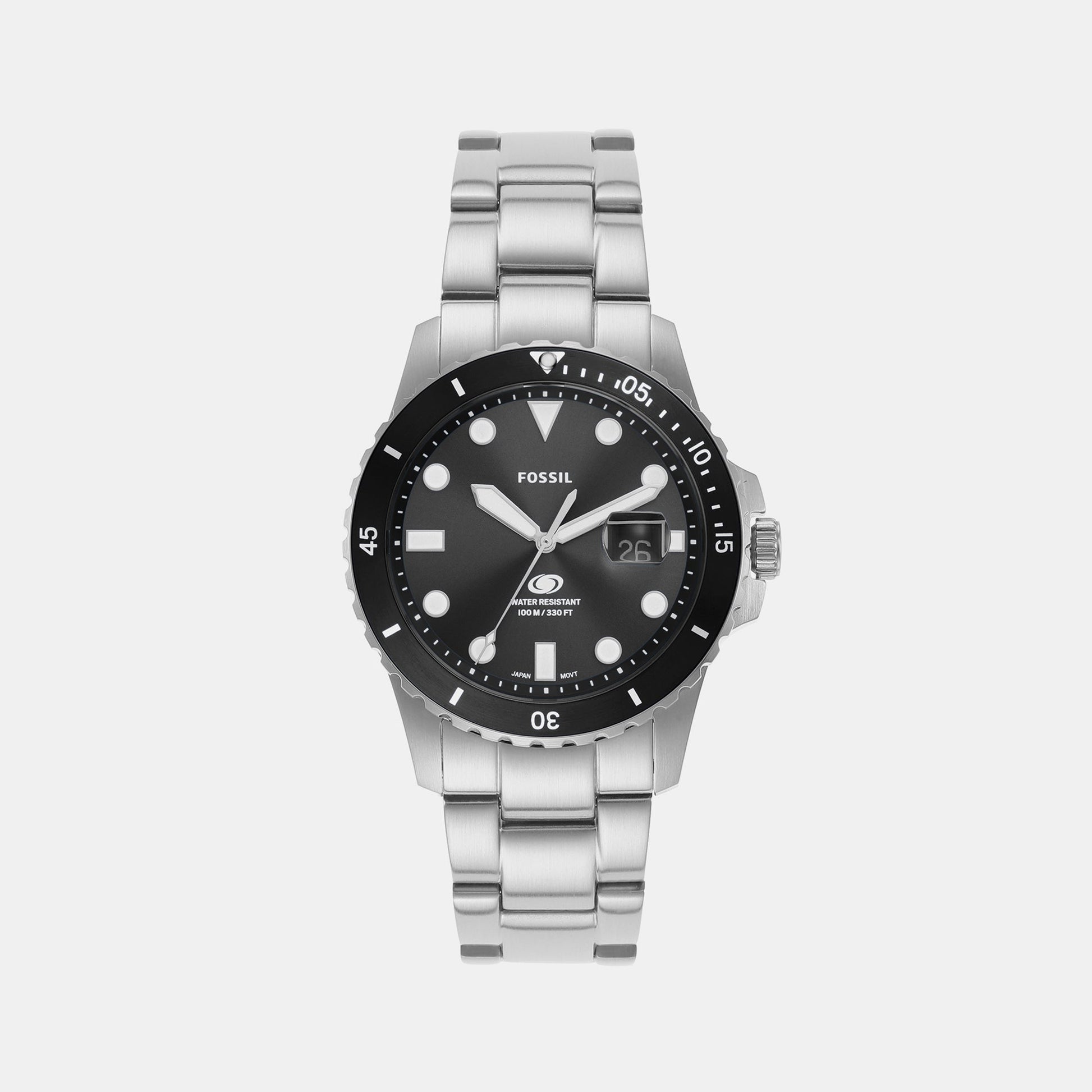 Fossil Blue Dive Men Quartz Black Dial Analog Stainless Steel Watch FS6032