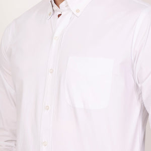 New White Down Button Casual Shirt I 100% Cotton Twill