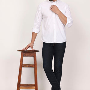 New White Down Button Casual Shirt I 100% Cotton Twill