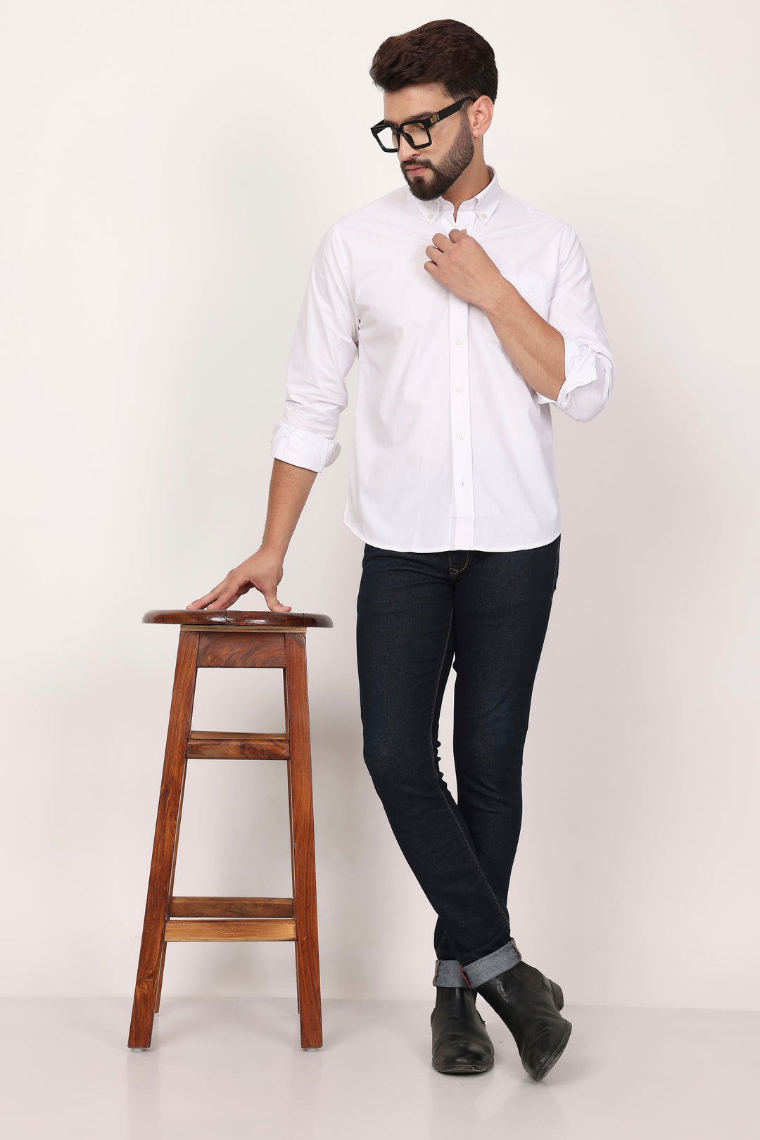 New White Down Button Casual Shirt I 100% Cotton Twill