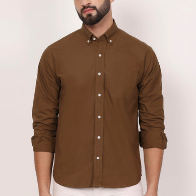 New Mehroon Down Button Casual Shirt I 100% Cotton Twill