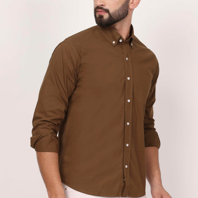 New Mehroon Down Button Casual Shirt I 100% Cotton Twill