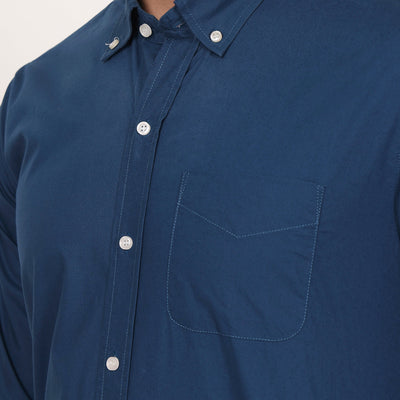 New Royal Blue Down Button Casual Shirt I 100% Cotton Twill
