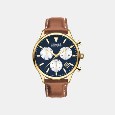 Heritage Men Quartz Blue Dial Chronograph Leather Watch 3650148