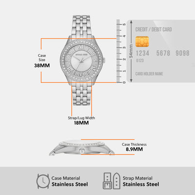 Harlowe Women Quartz White Dial Analog Stainless Steel Watch MK4708