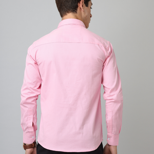 Frankshirt Light Pink Solid Tailored Fit Cotton Casual Shirt for Man