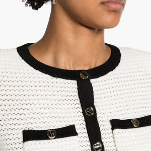 Self-Portrait Pointelle-knit cropped cardigan