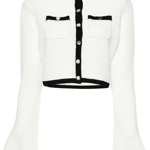 Self-Portrait Pointelle-knit cropped cardigan