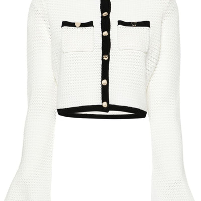 Self-Portrait Pointelle-knit cropped cardigan