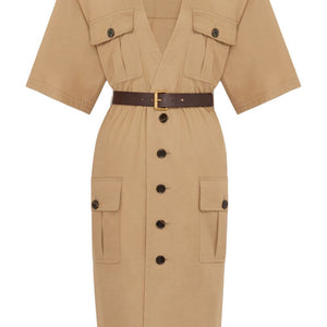 Saint Laurent Cotton twill midi dress