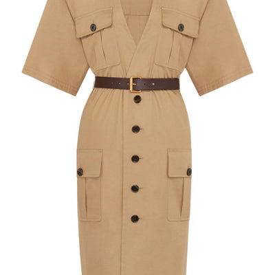 Saint Laurent Cotton twill midi dress