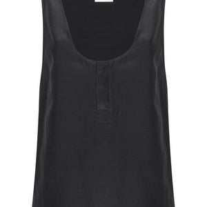 Saint Laurent Henley-neck silk tank top