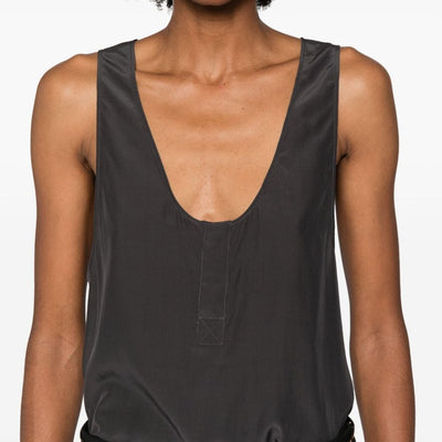 Saint Laurent Henley-neck silk tank top