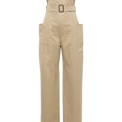 Saint Laurent strapless belted cotton jumpsuit