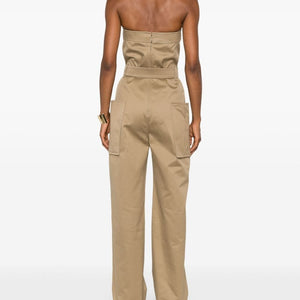 Saint Laurent strapless belted cotton jumpsuit