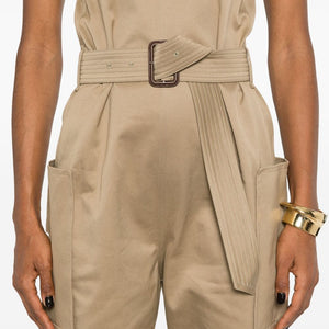 Saint Laurent strapless belted cotton jumpsuit