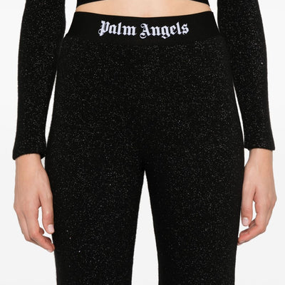 Palm Angels Logo lurex flared trousers
