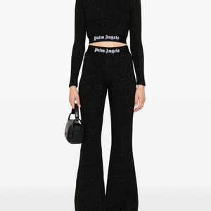 Palm Angels Logo lurex flared trousers