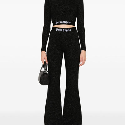 Palm Angels Logo lurex flared trousers