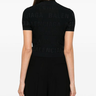 Balenciaga jacquard logo crop top