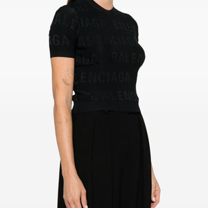 Balenciaga jacquard logo crop top