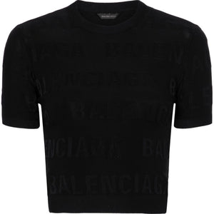 Balenciaga jacquard logo crop top