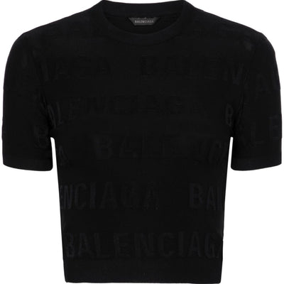 Balenciaga jacquard logo crop top