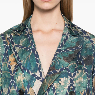 Pierre Louis Mascia English rear vents straight hem Printed silk jacket