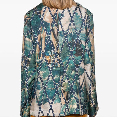 Pierre Louis Mascia English rear vents straight hem Printed silk jacket