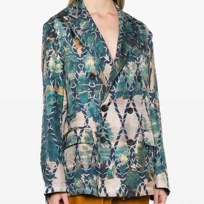 Pierre Louis Mascia English rear vents straight hem Printed silk jacket