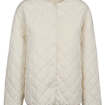 Sandbeige Quilted nylon jacket