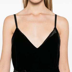 Gold Hawk V-back wide leg Velvet jumpsuit