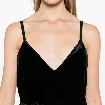 Gold Hawk V-back wide leg Velvet jumpsuit