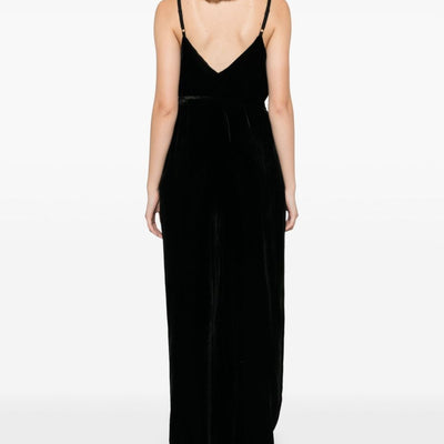 Gold Hawk V-back wide leg Velvet jumpsuit