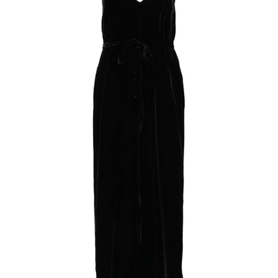 Gold Hawk V-back wide leg Velvet jumpsuit