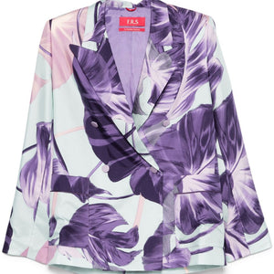 F.R.S . Printed silk double-breasted jacket