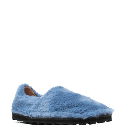 Marni Blue Faux Fur Slip-On Loafers