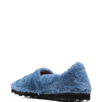 Marni Blue Faux Fur Slip-On Loafers