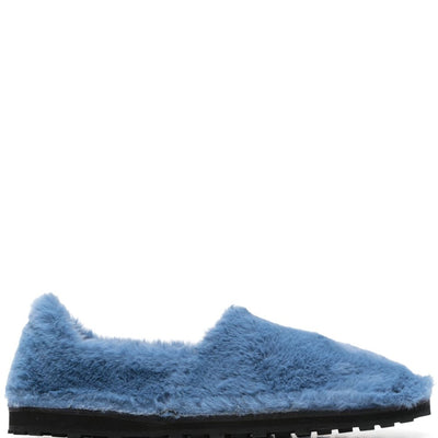 Marni Blue Faux Fur Slip-On Loafers