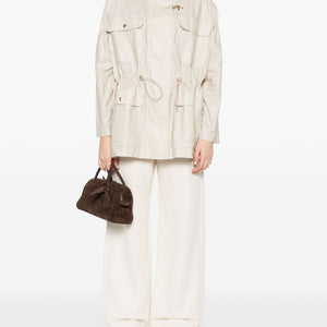 Fay Linen and cotton blend parka coat
