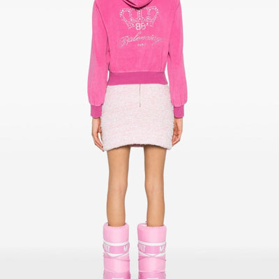Balenciaga Rhinestone-logo zipped hoodie
