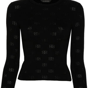 Balenciaga BB-pattern open-knit jumper